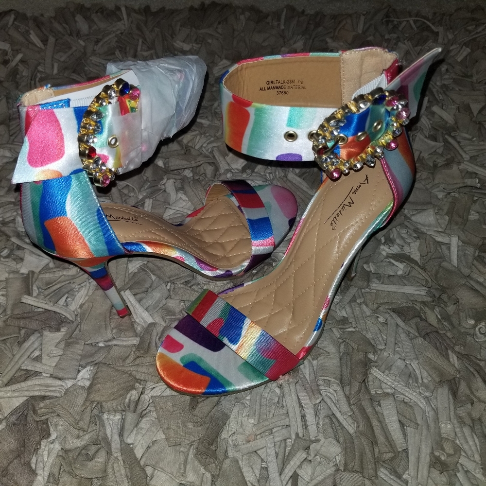 Colorul rhinestone buckle heels